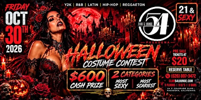Halloween Friday at Club 54 Pasadena | $600 Costume Contest | 3 Dance Floor