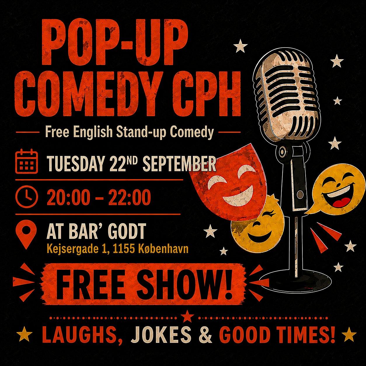 Free English Stand-up Comedy at Bar' Godt