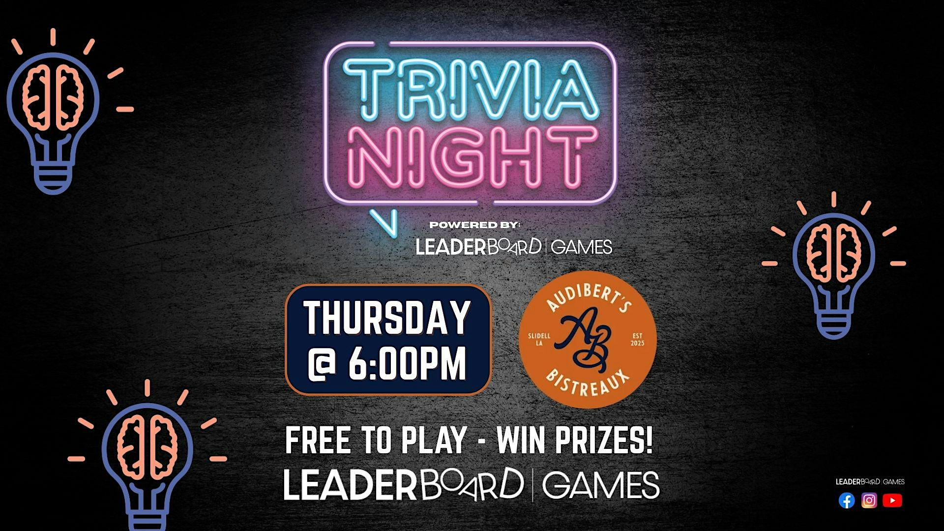Trivia Night THURSDAY 6p | Audibert's Bistreaux - Slidell LA