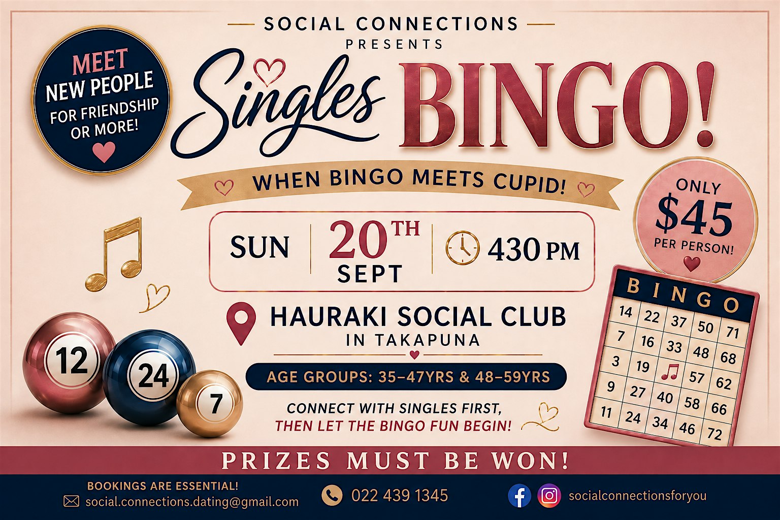 Singles Bingo in HAURAKI/TAKAPUNA