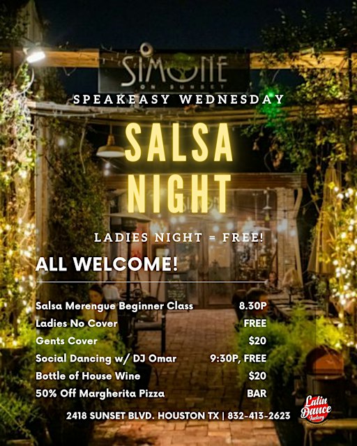 FREE* Thanksgiving Salsa Night at Simone | Wednesday in Houston 11/25