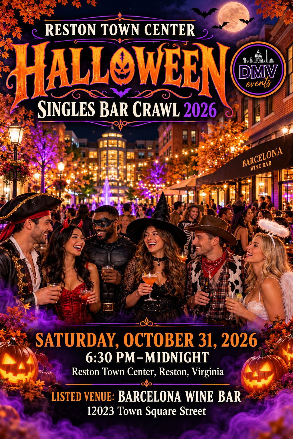 🎃 RESTON TOWN CENTER HALLOWEEN SINGLES BAR CRAWL 2026 👻