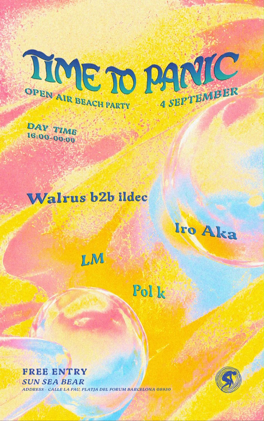 FREE OPEN AIR BEACH PARTY - Time To Panic