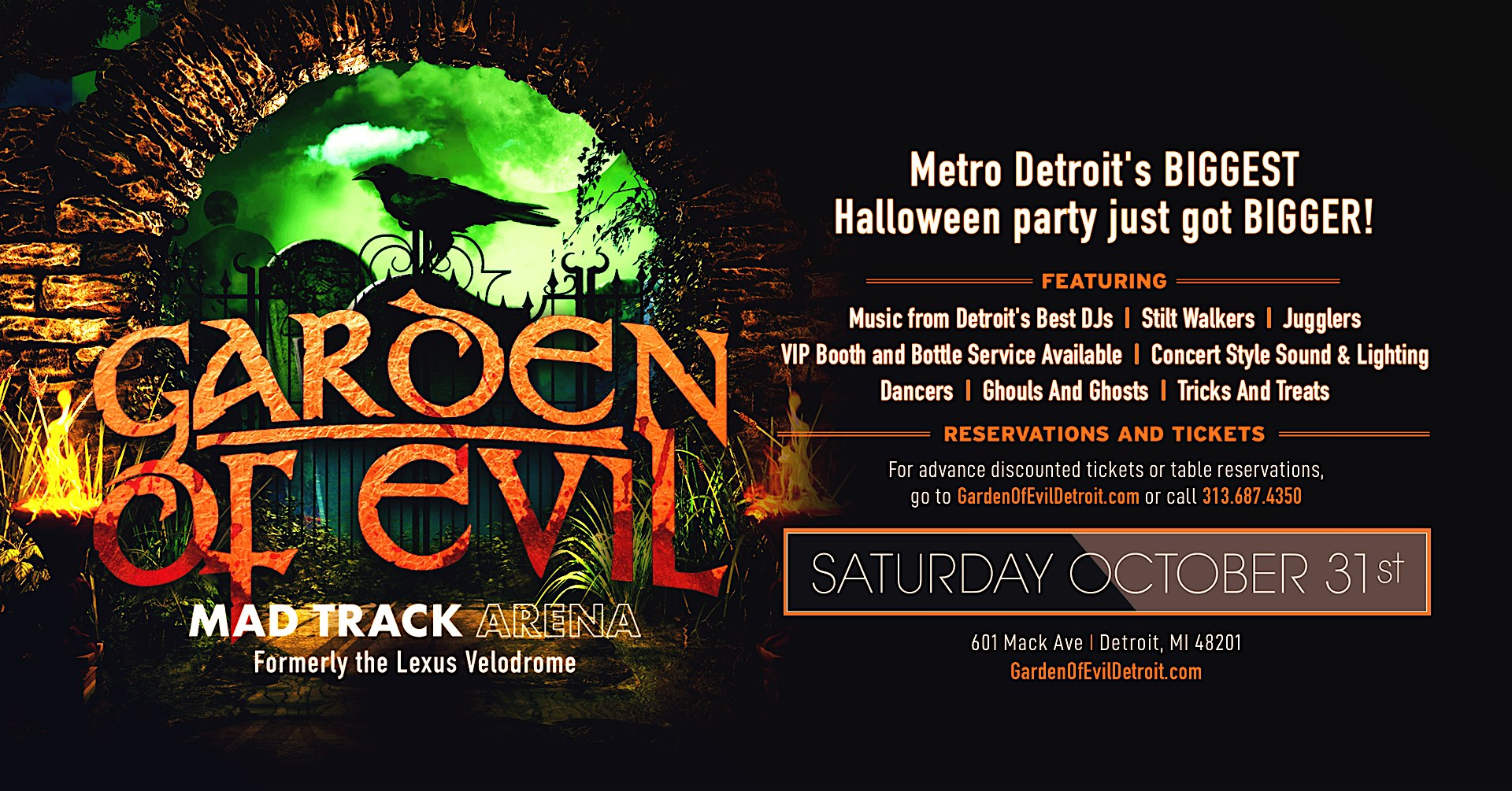 Garden Of Evil at The Mad Track Arena on Saturday, October 31st!