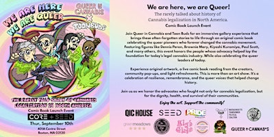 We are here, we are Queer book release by Queer in Cannabis & Toon Buds