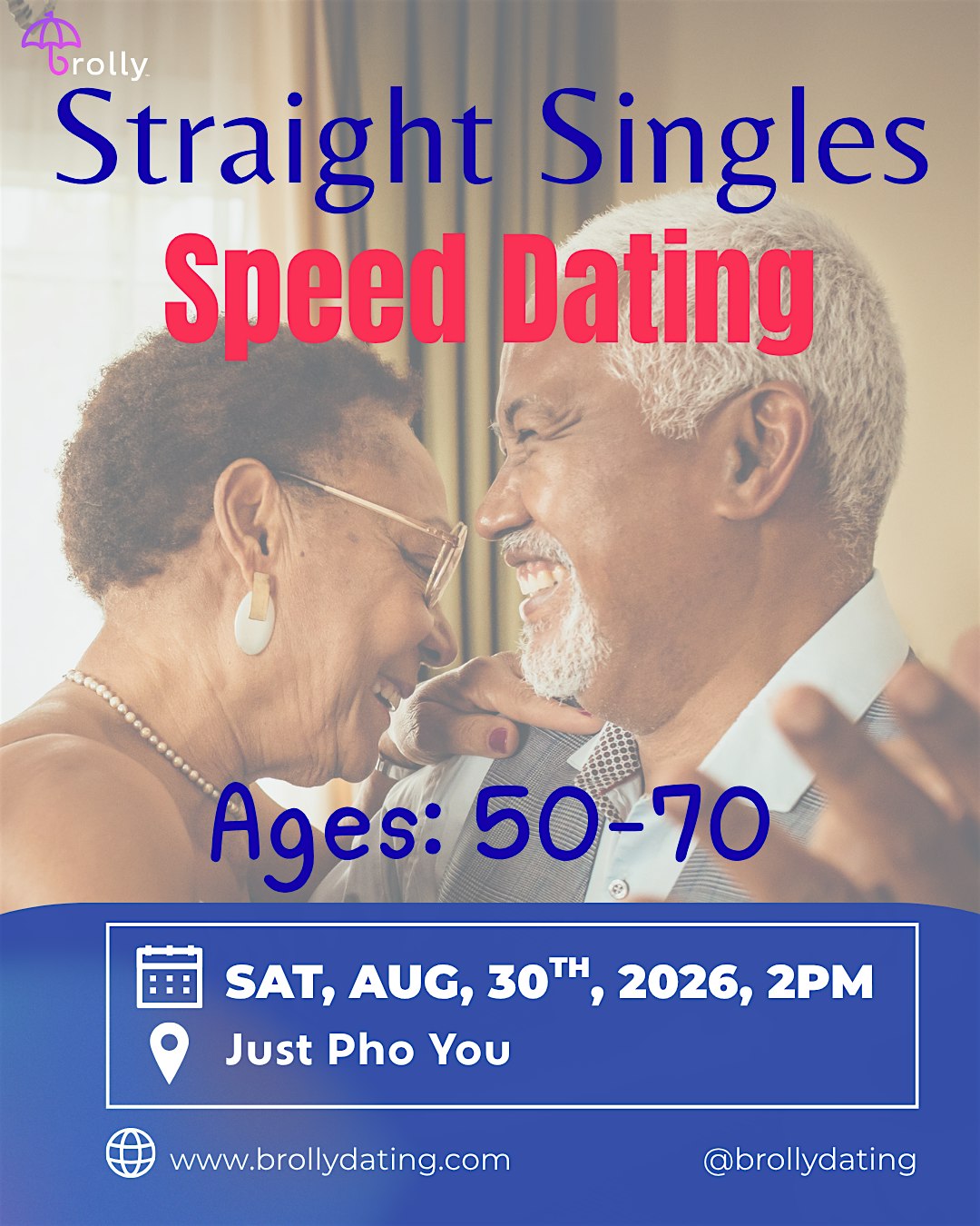 Straight Singles Speed Dating, 50-70: Sun September, 27th, 2026, at 2pm