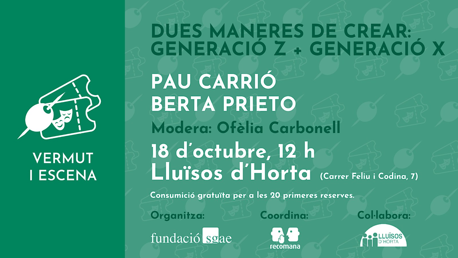 VERMUT i ESCENA: DUES MANERES DE CREAR:  Pau Carrió i Berta Prieto.