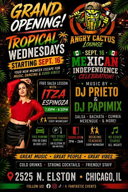 Grand Opening - Tropical Wednesdays @ Angry Cactus Lounge