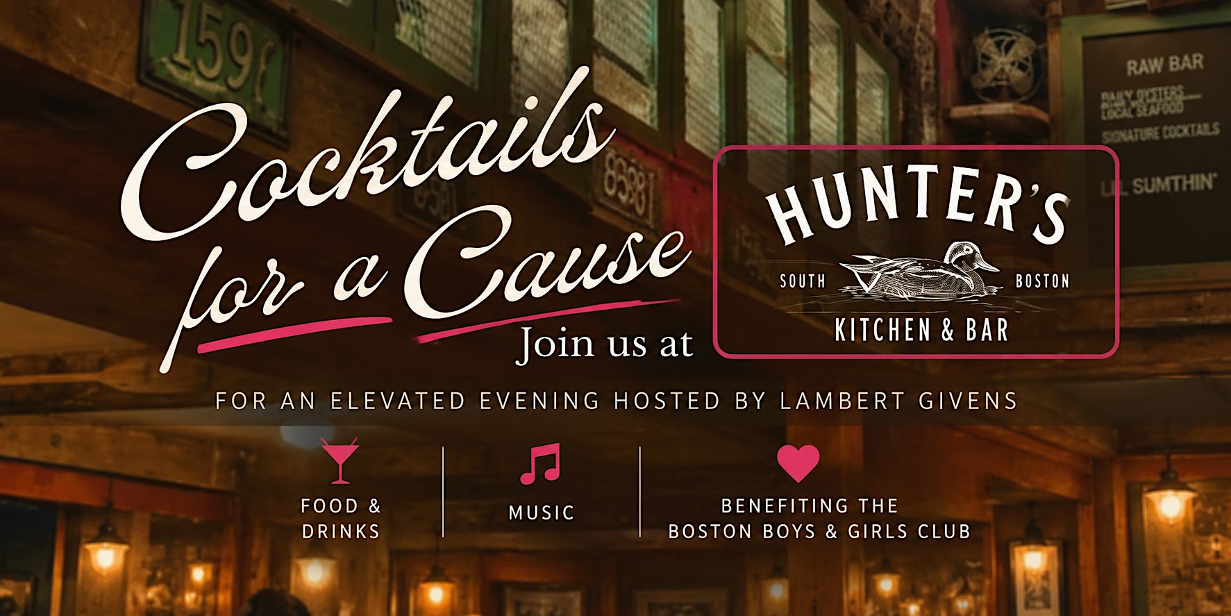 Cocktails for a Cause at Hunter's with the Boston Cocktail Club