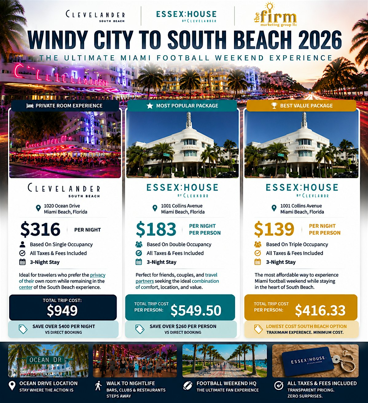 Windy City To South Beach 2026 Room Packages