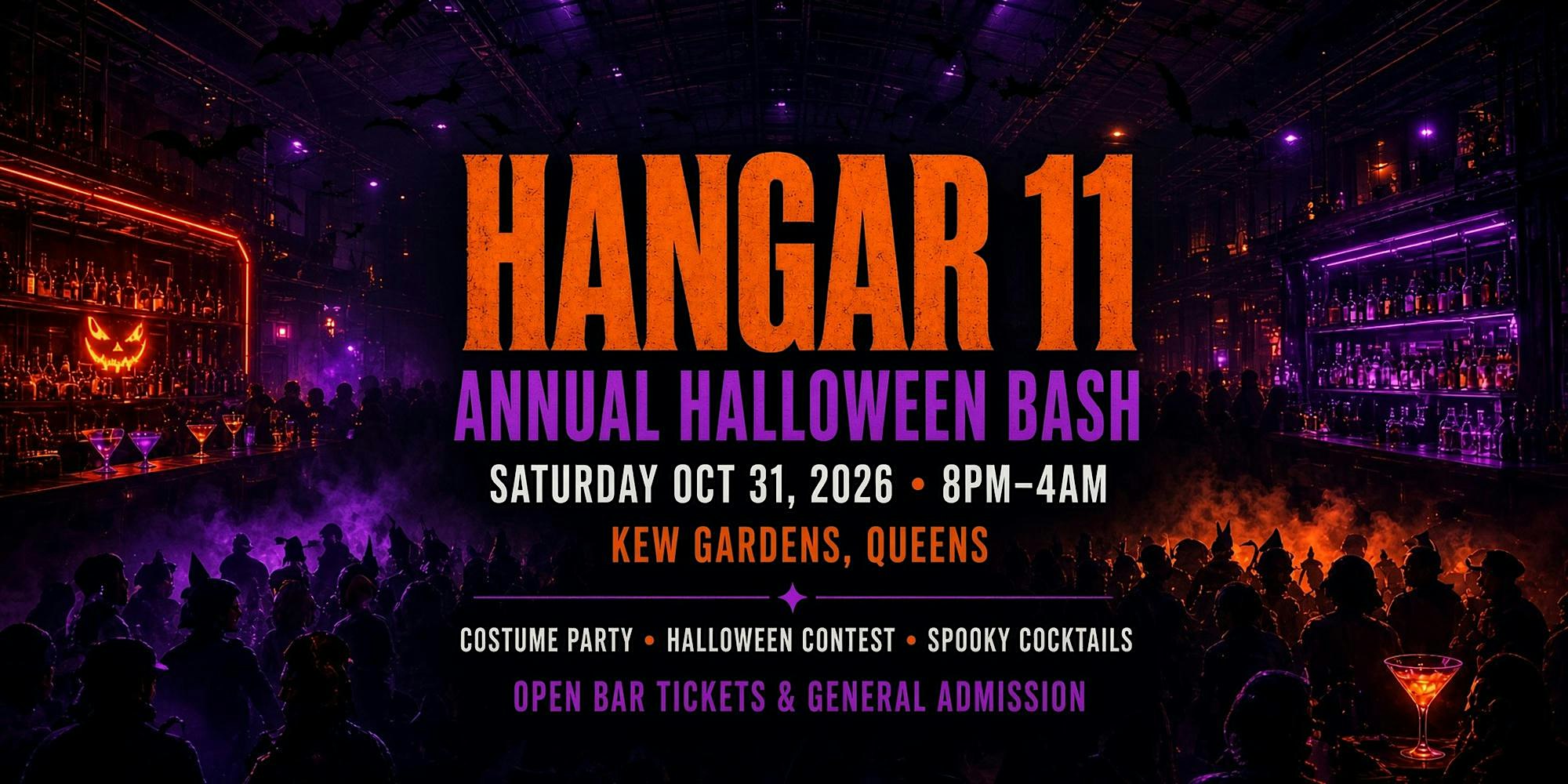Halloween Night @ Hangar 11’s Annual Halloween Bash! Open Bar Costume Party