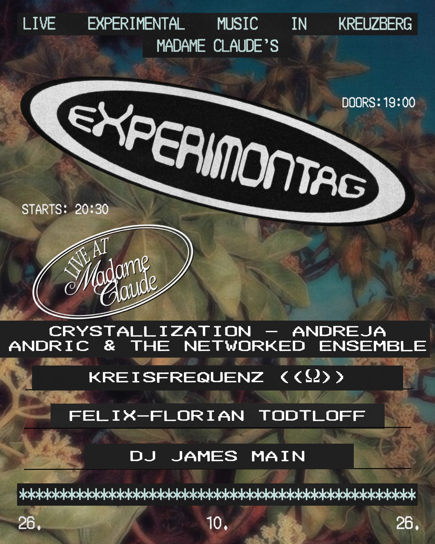 Experimontag: Kreisfrequenz ((ω)) Felix-Florian Tödtloff + Crystallization
