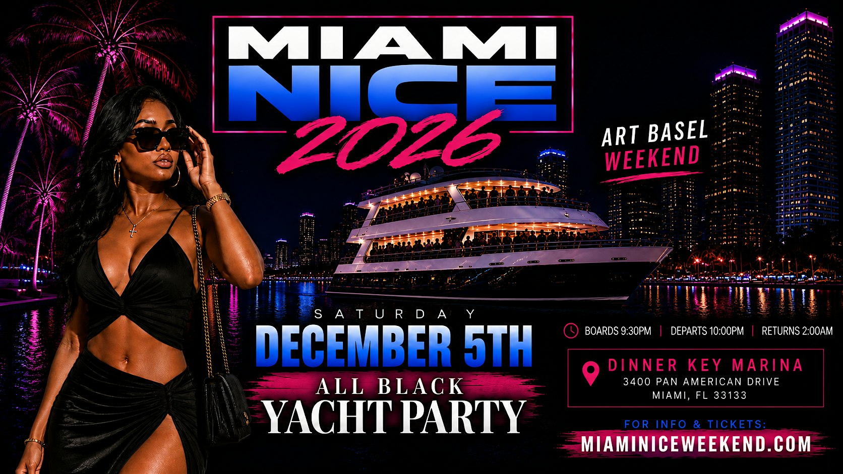 Miami Nice 2026 | Art Basel Weekend All Black Yacht Party