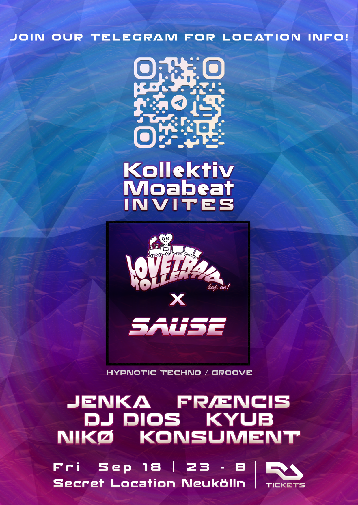 Kollektiv Moabeat Invites: LoveTrain x SAUSE with JENKA, FRÆNCIS, DJ Dios, KYUB, Konsument, NIKØ