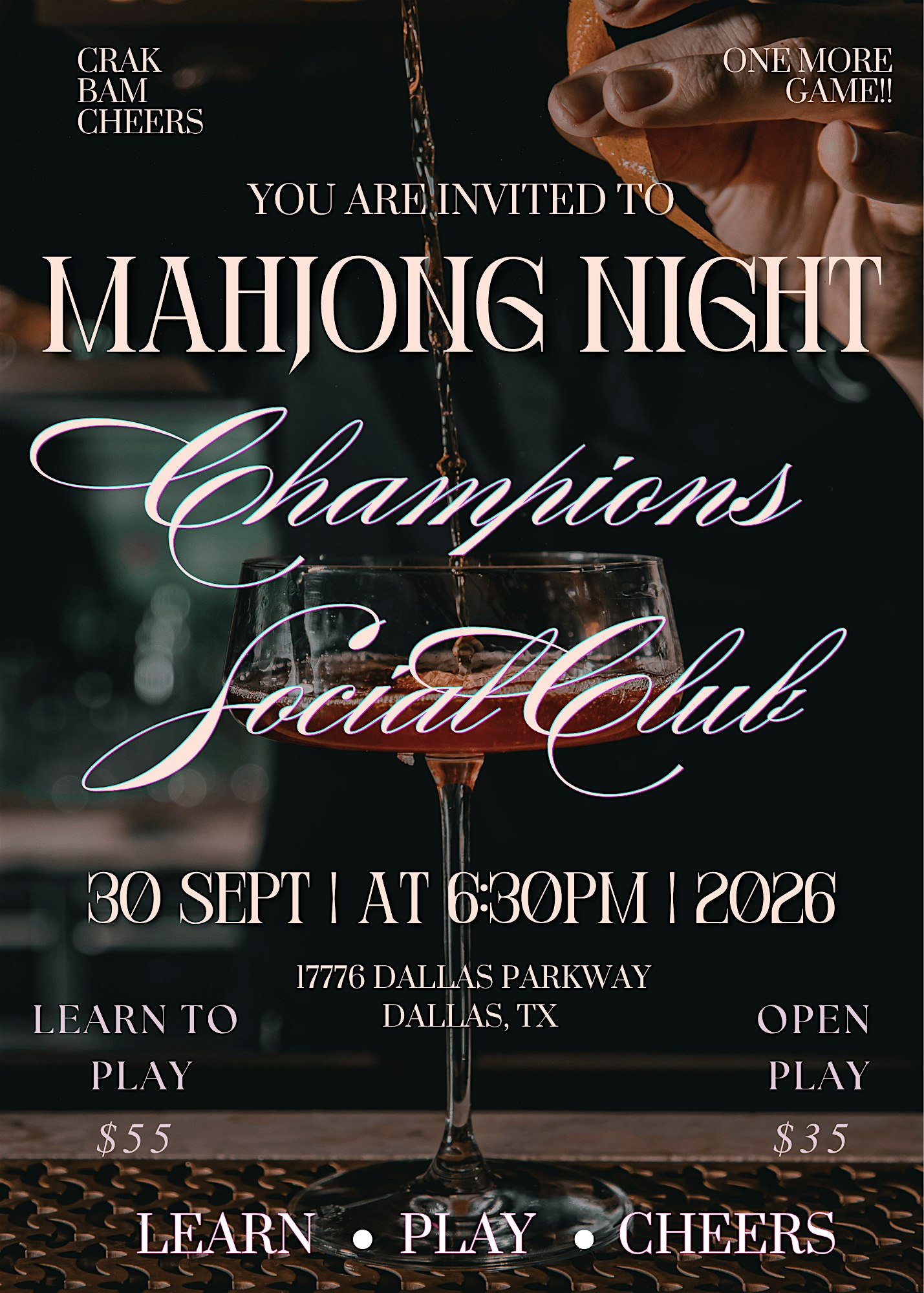 MAHJONG & MARTINIS AT CHAMPIONS @ Champions Social Club