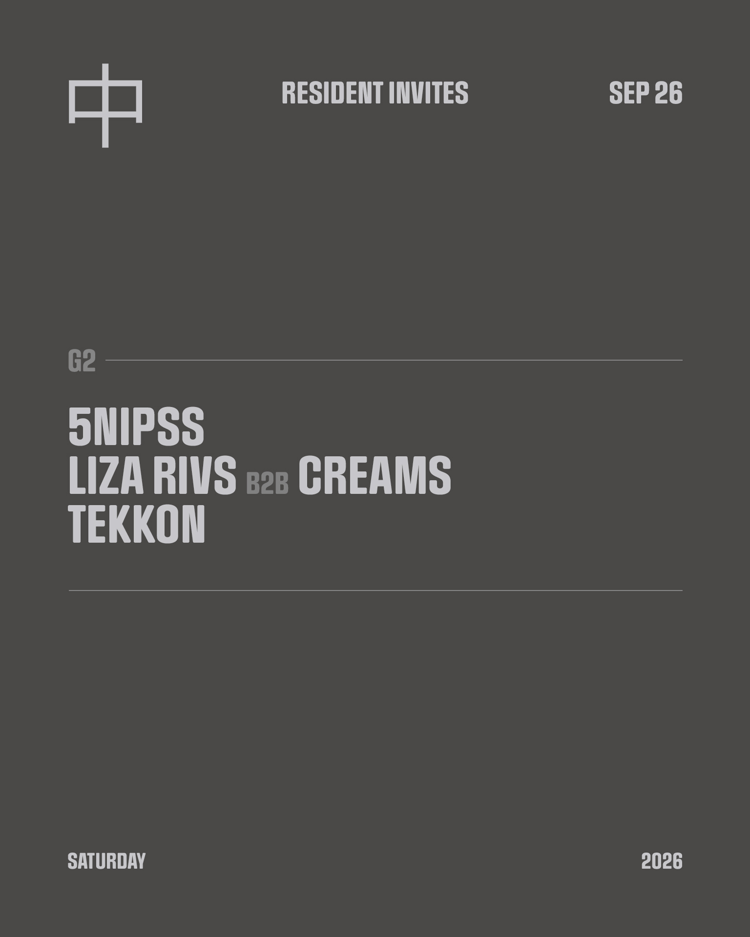 G2: 5nipss, Creams, Liza Rivs, Tekkon