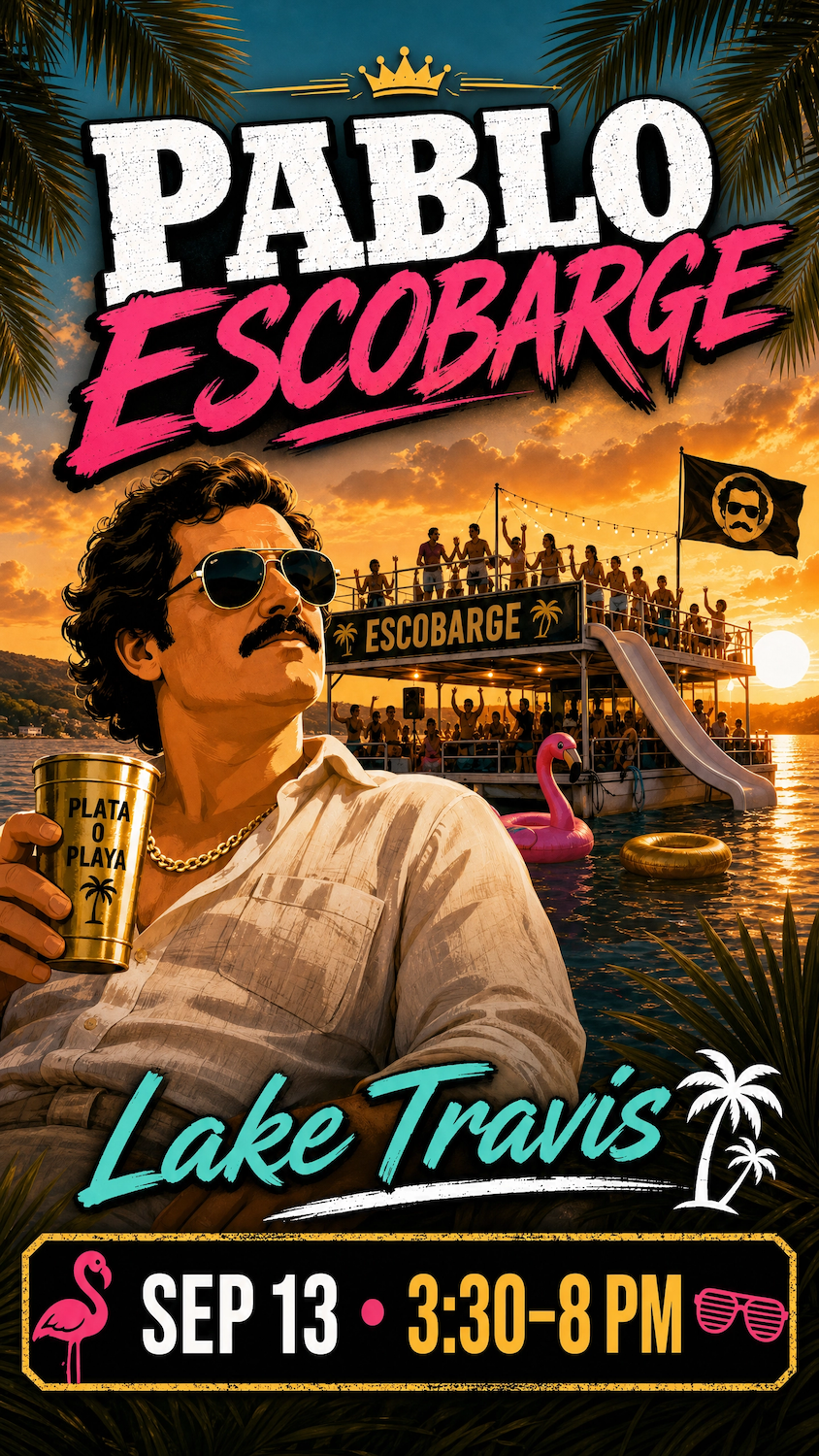 Pablo Escobarge: Lake Travis Boat Party — Austin
