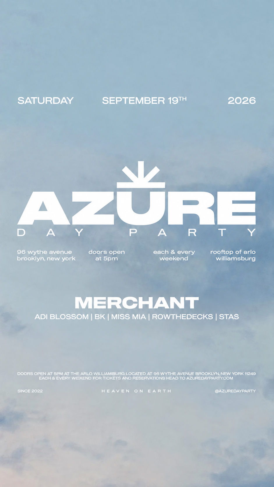Azure Day Party September 19th | Arlo Williamsburg Rooftop
