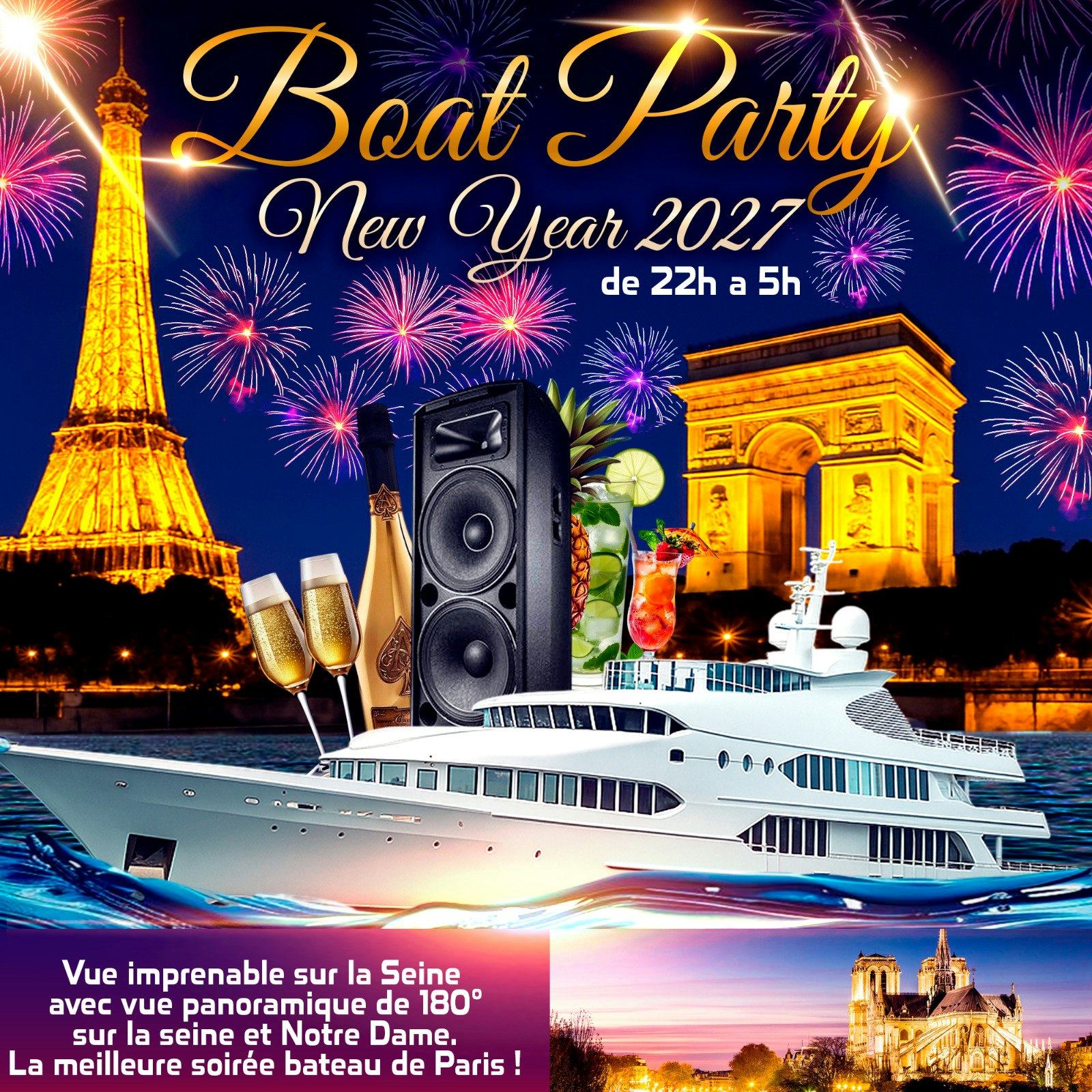 Boat party new year  2027 d'exception sur la Seine
