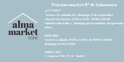 Mercadillo organizado por Alma Market Home, Bº de Salamanca, Madrid.
