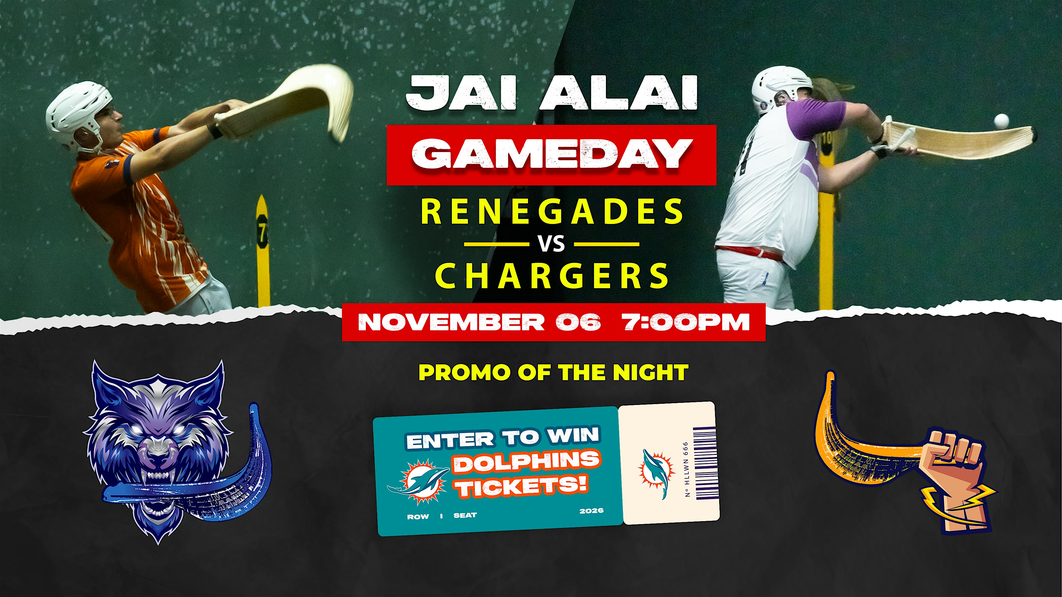 World Jai Alai League: Renegades vs Chargers | Fri, Nov. 6