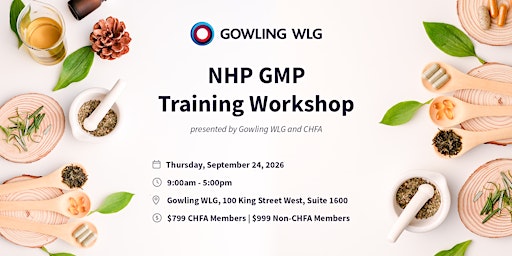 Natural Health Product (NHP) GMP Training Workshop