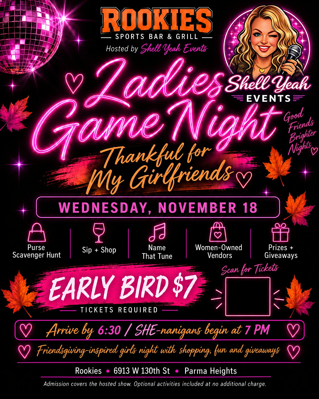Ladies Game Night-Thankful For My Girlfriends I Rookies in Parma Heights