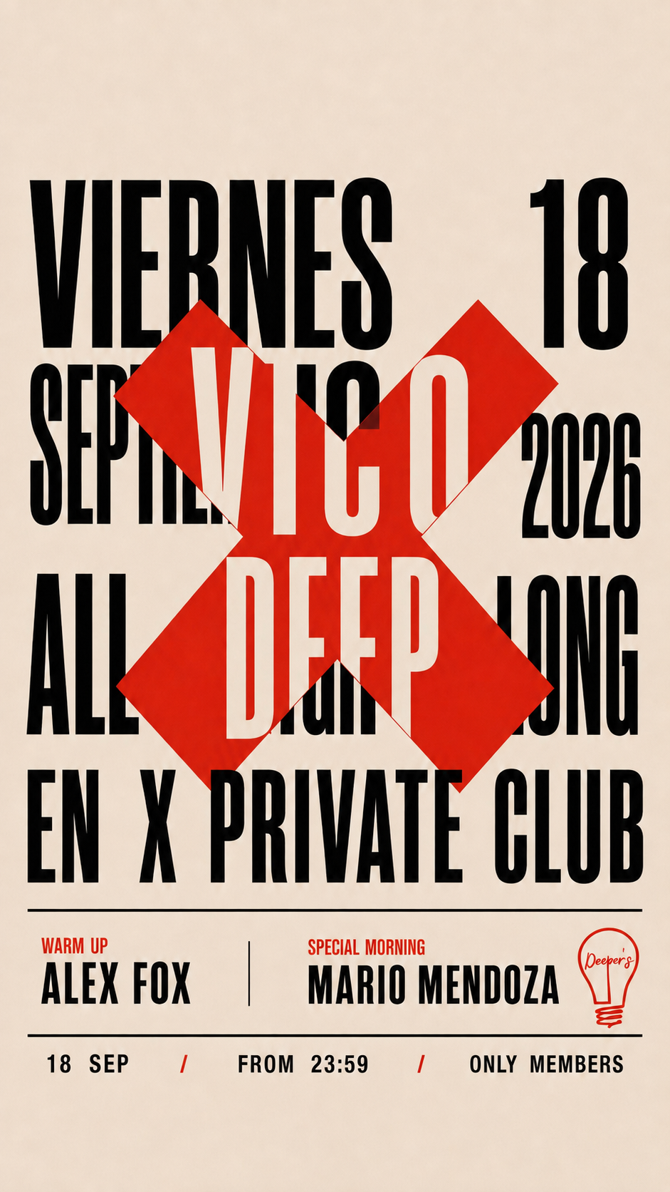 ONE NIGHT · Deeper's Club 18 sep 26