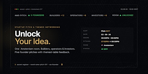 Startup Pitch & Themed Networking Amsterdam | Unlock Your Idea