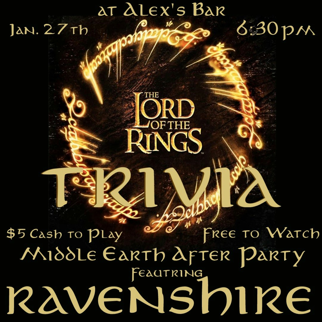 Lord of the Rings Trivia + Middle Earth Night