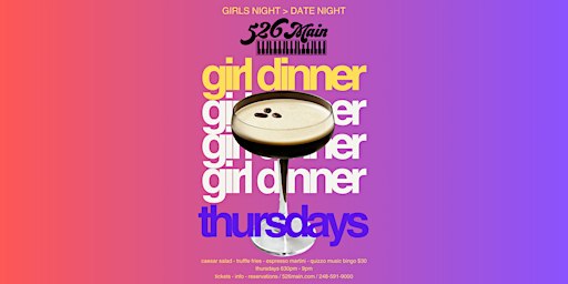 GIRL DINNER - GIRLS NIGHT OUT & QUIZZO MUSIC BINGO