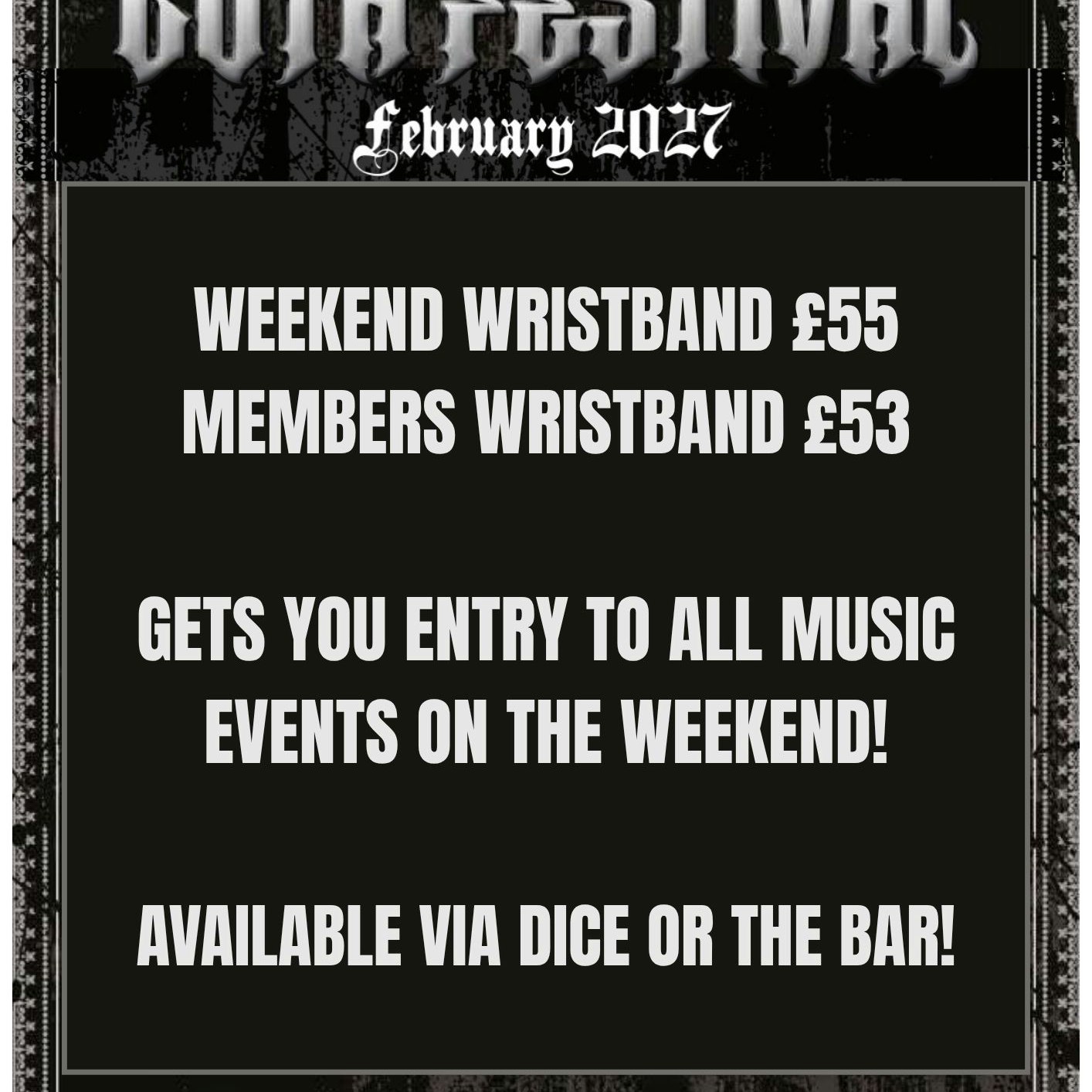 Halifax Goth Festival Weekend Wristband
