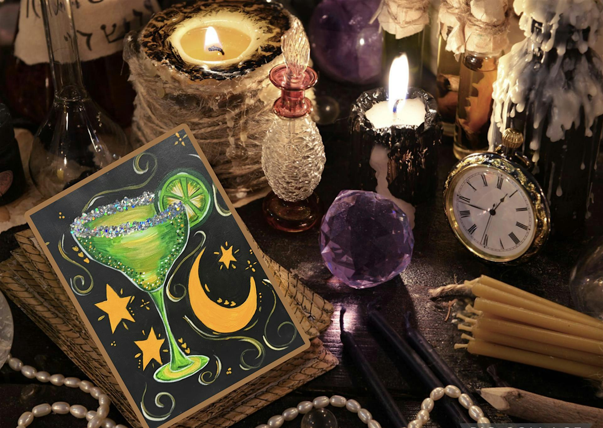 Moonlit Margarita: A Magical Sip & Paint
