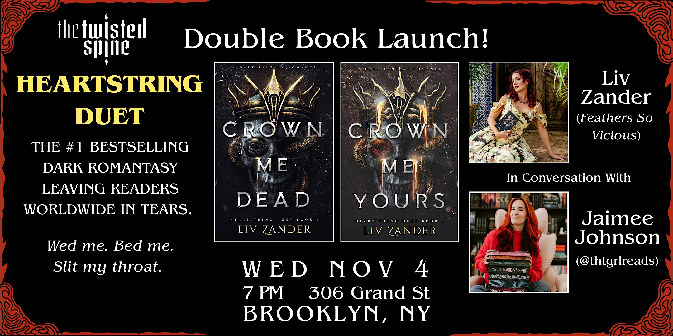 LAUNCH EVENT: CROWN ME DEAD & CROWN ME YOURS by Liv Zander
