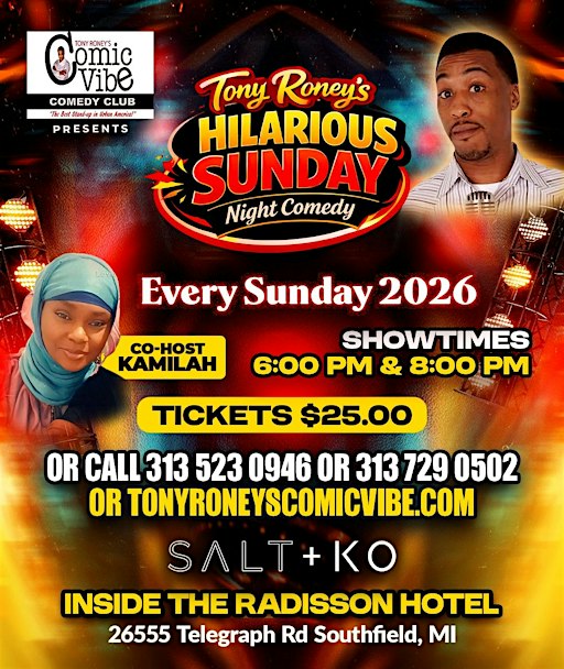 “Tony Roney’s Hilarious Sunday Night Comedy, Every Sunday @ Salt + Ko