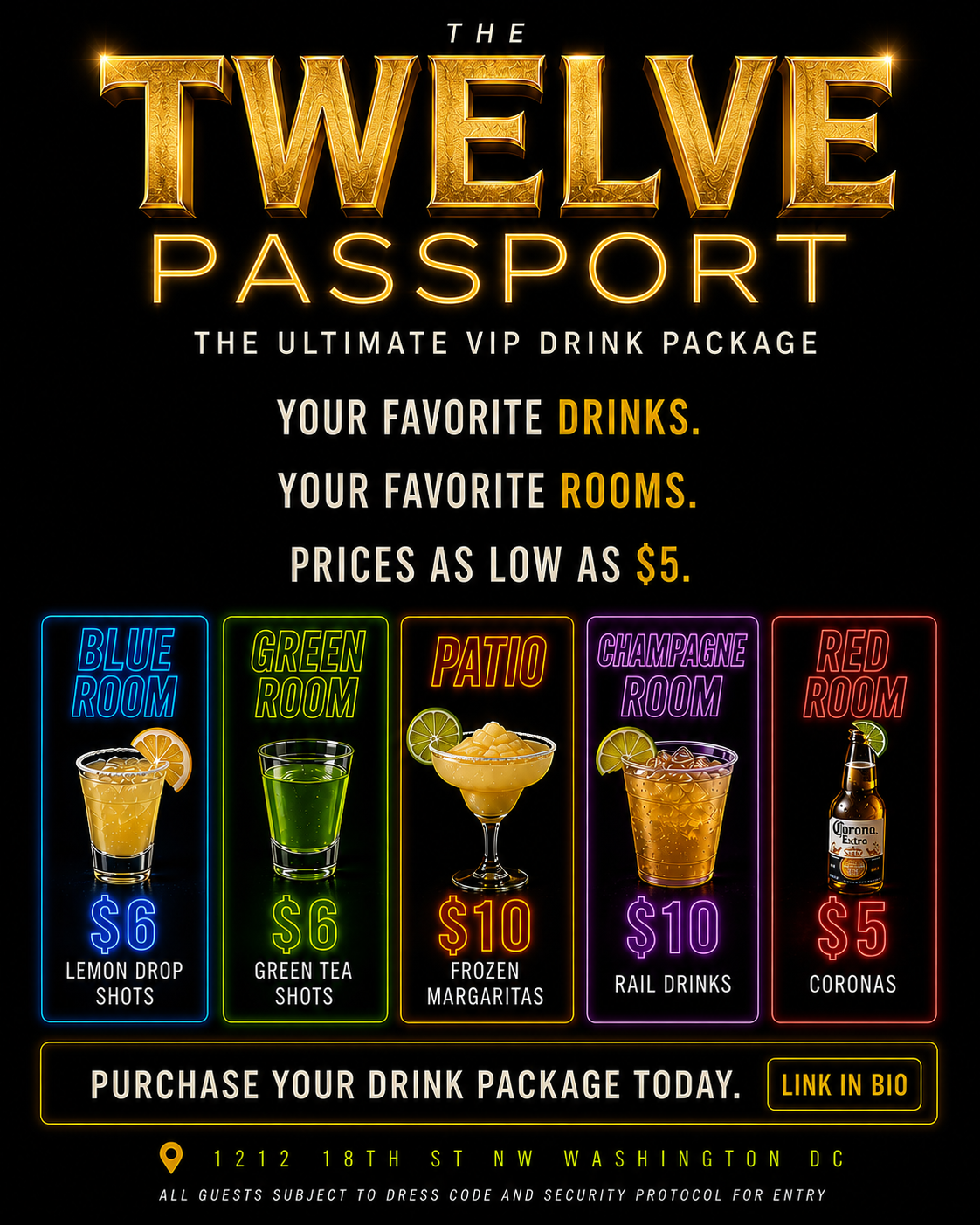 TWELVE PASSPORT DRINK PACKAGES