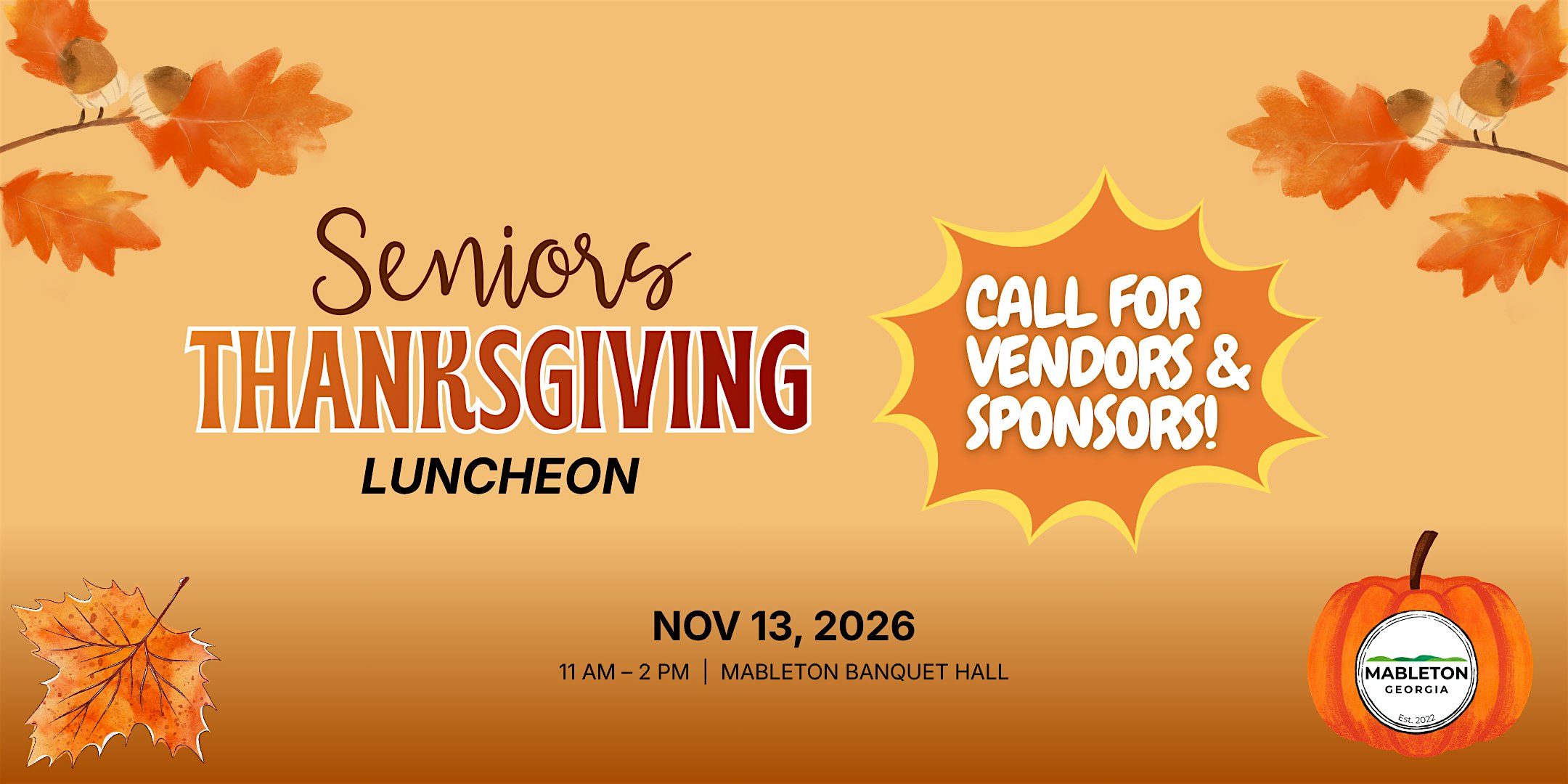 City of Mableton Seniors' Thanksgiving Luncheon - Sponsorship Registration