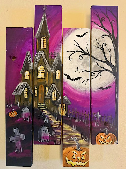 Haunted House Wood OR Canvas Painting at Max Taps Highlands Ranch