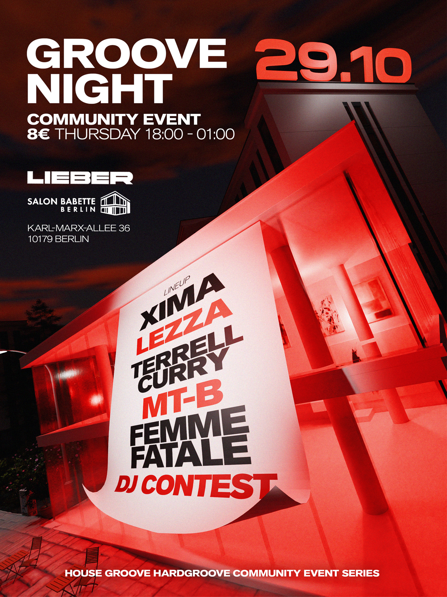 LIEBER Community Night 5€ w/ XIMA, Lezza, Femme Fatale, Terrell Curry, MT-B, MARRE