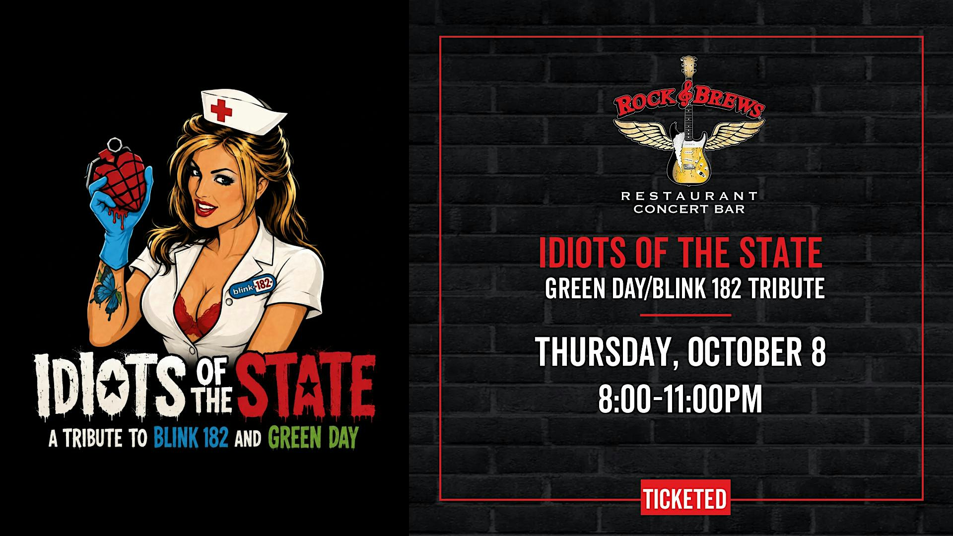 IDIOTS OF THE STATE: GREEN DAY & BLINK 182 TRIBUTE @ Rock & Brews Royal Oak