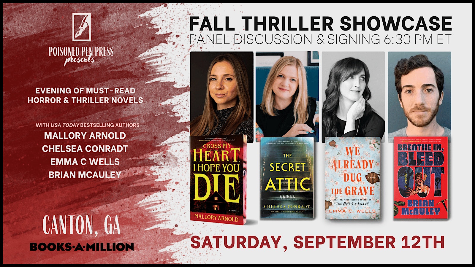 Poisoned Pen Presents: Fall Thriller Showcase at BAM! Canton, GA