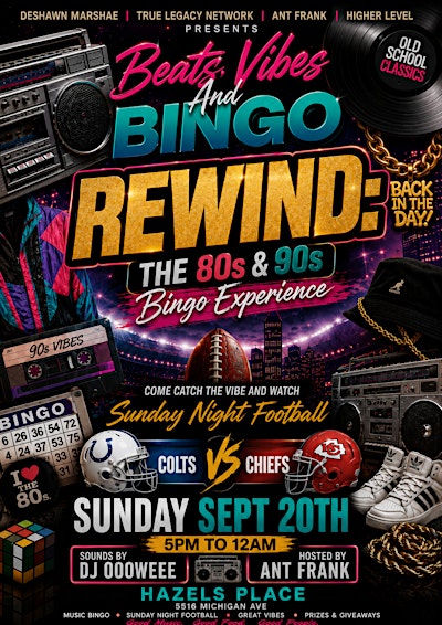 Beats Vibes and Bingo (Rewind 80's and 90's Bash)