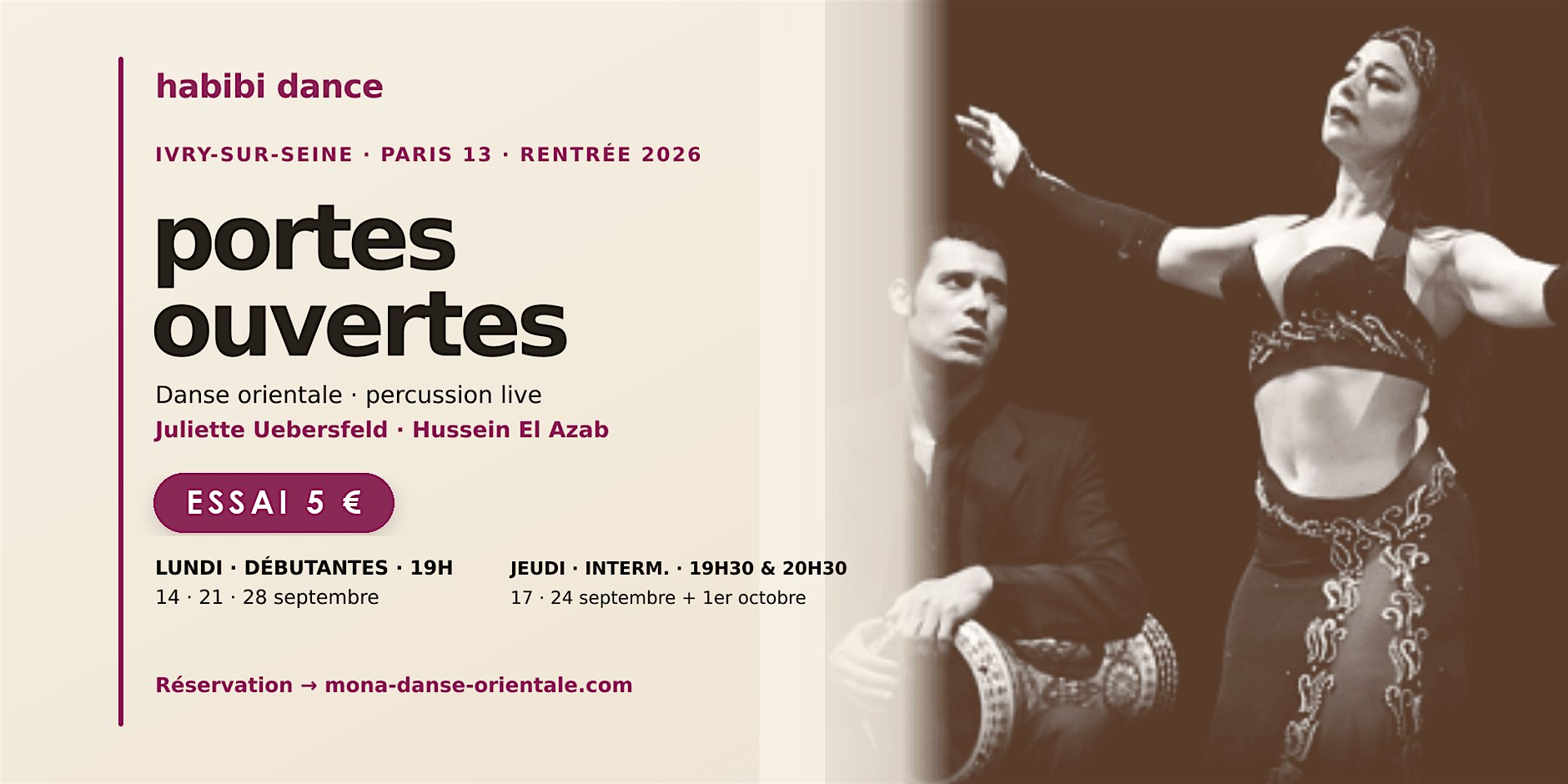 Cours d'essai 5 euros— Danse orientale intermédiaires à Ivry (jeudi 17)