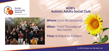 ACN Autistic Adults Social Club - Burwood (Coro.88 Nelson's Cafe)