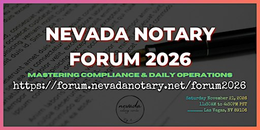 Nevada Notary Forum 2026 - November 21 2026