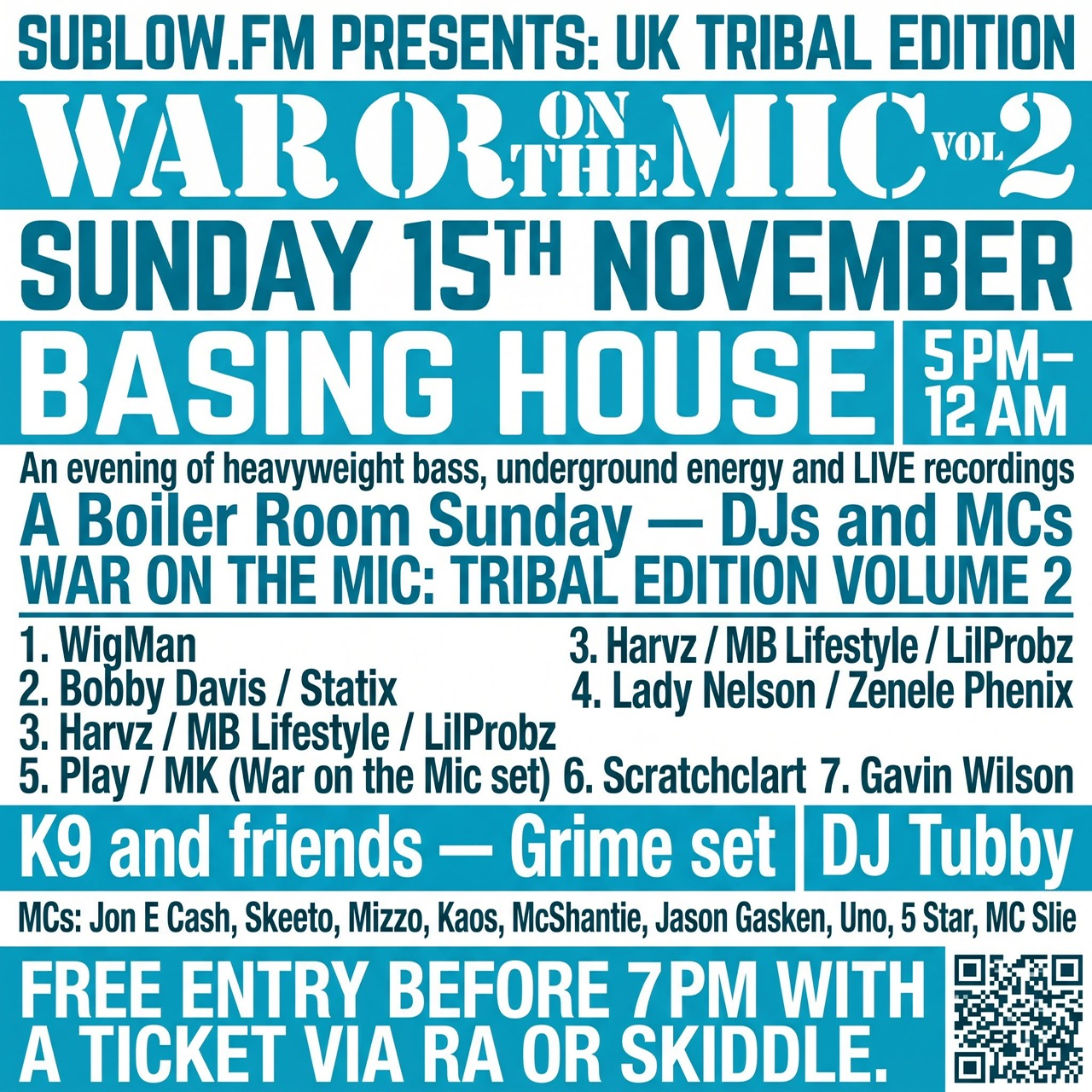 SUBLOW.FM presents War On The Mic - UK Tribal Edition