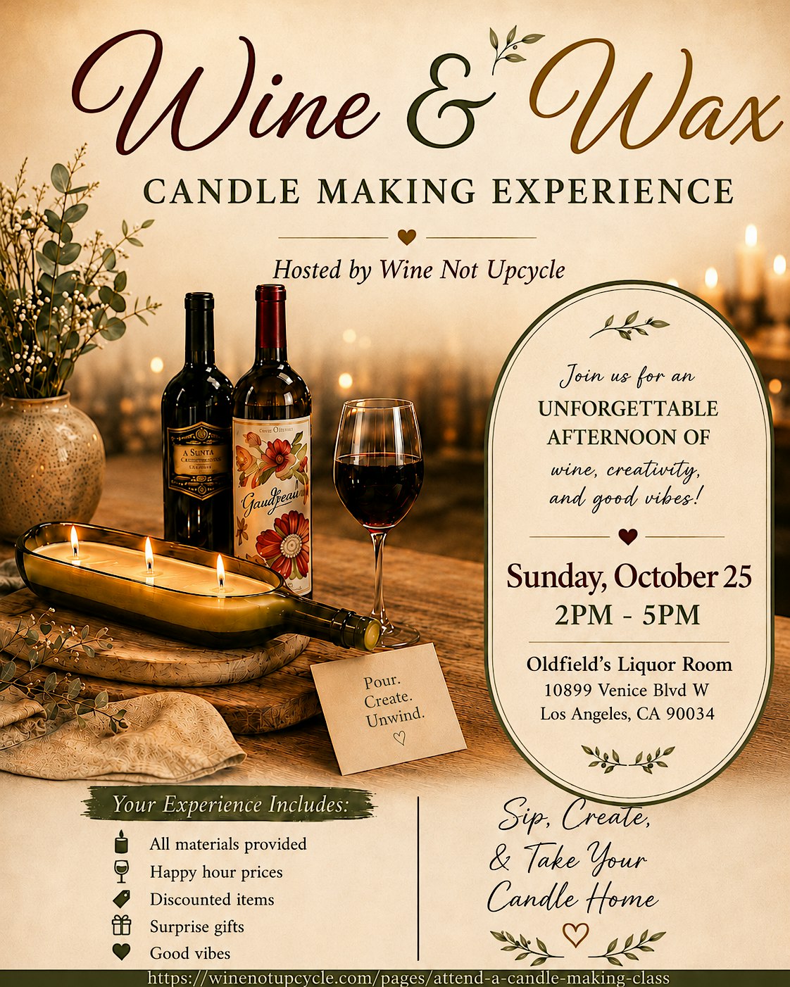 Wine & Wax: Candle-Making Experience (Oldfield's Liquor Room)