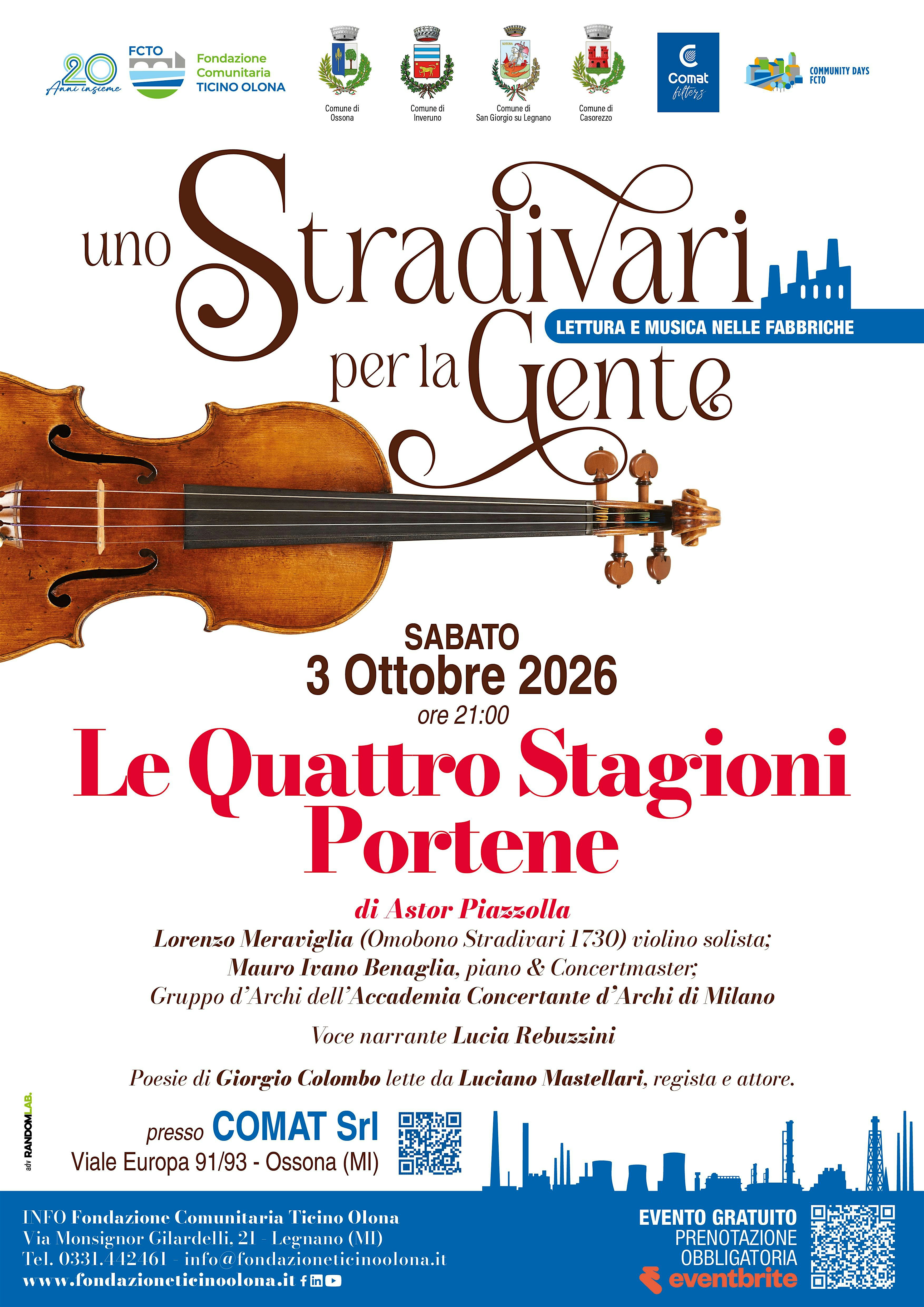 UNO STRADIVARI PER LA GENTE "LE QUATTRO STAGIONI PORTENE" DI A. PIAZZOLLA