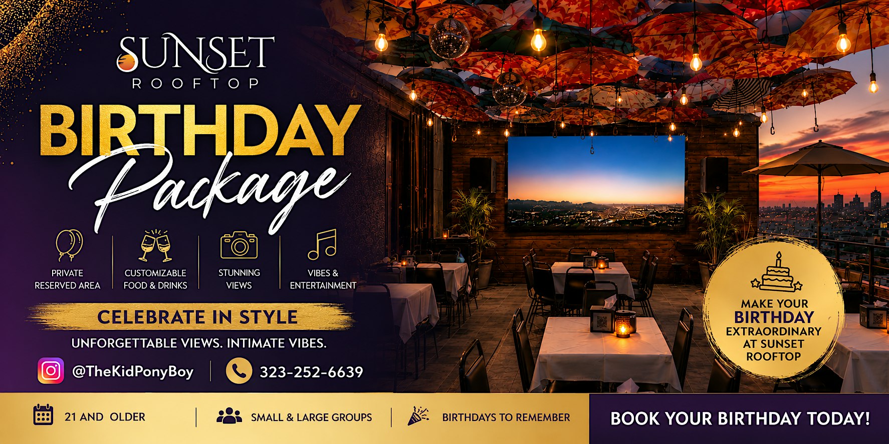 Birthday Celebration Packages - Sunset Rooftop