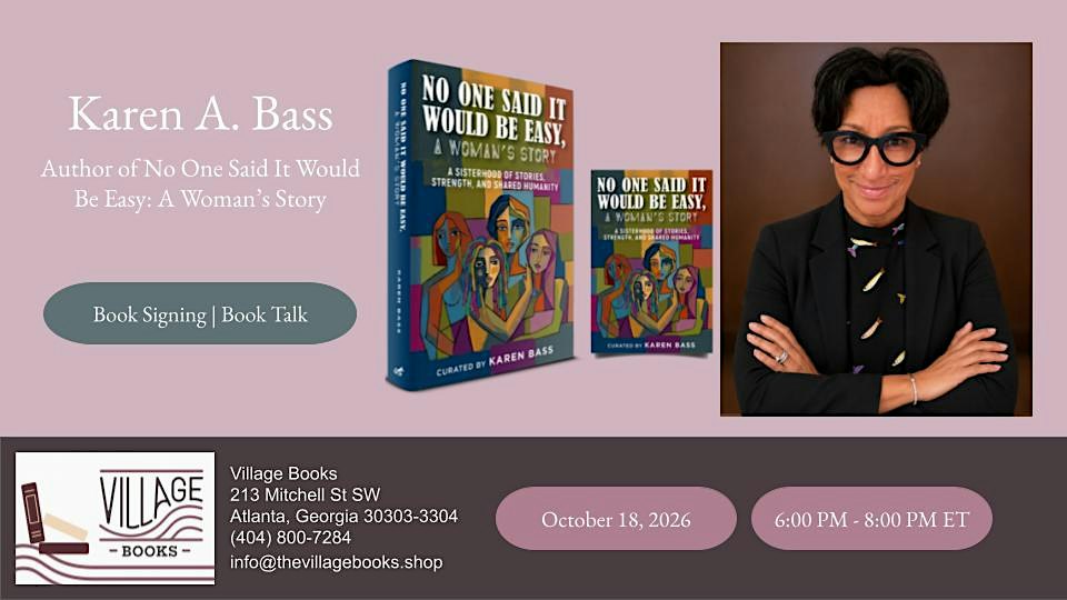 Book Signing and Author Talk with Karen A. Bass